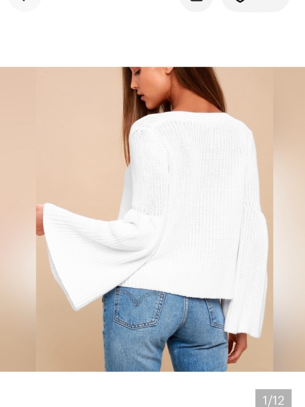 Free people knit bell sleeve boho sweater $128 white spring revolve casual